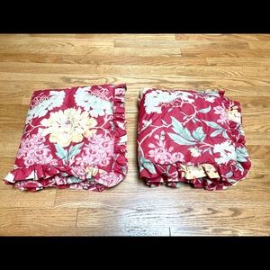 Pottery Barn Floral Euro Sham Quilted Ruffles Red Poppies Flower Print NWOT